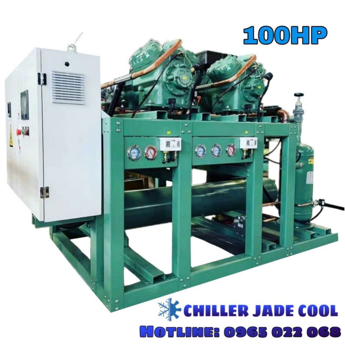 MÁY LÀM LẠNH NƯỚC/CHILLER  CHẠY HÓA CHẤT 100HP (JC-100WBX1)/NƯỚC GIẢI NHIỆT(JADE COOL)